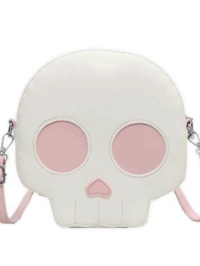 White and Pink Skull Crossbody Bag
